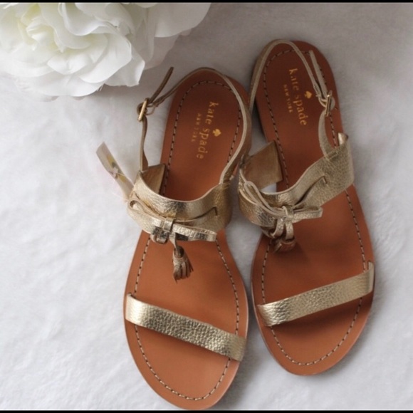 Kate Spade Gold Sandals NWT - Picture 2 of 5